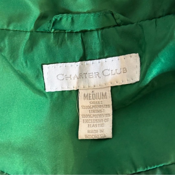 Charter Club Quilted Vest Zipper Tapered Back Kelly‎ Green, Size M - Picture 6 of 8